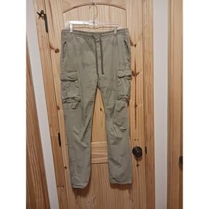 Arizona Jean Co Olive Green Cargo Pants Casual Slim Fit Size L Drawstring Pocket